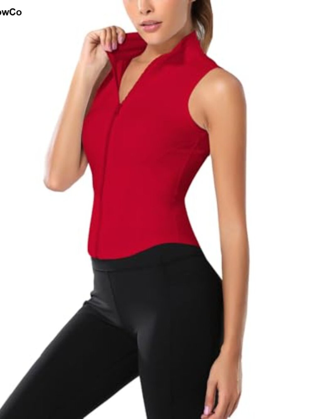 Flygo Women's Full Zip Sleeveless Workout Yoga Active Jacket Vest Golf Shirts